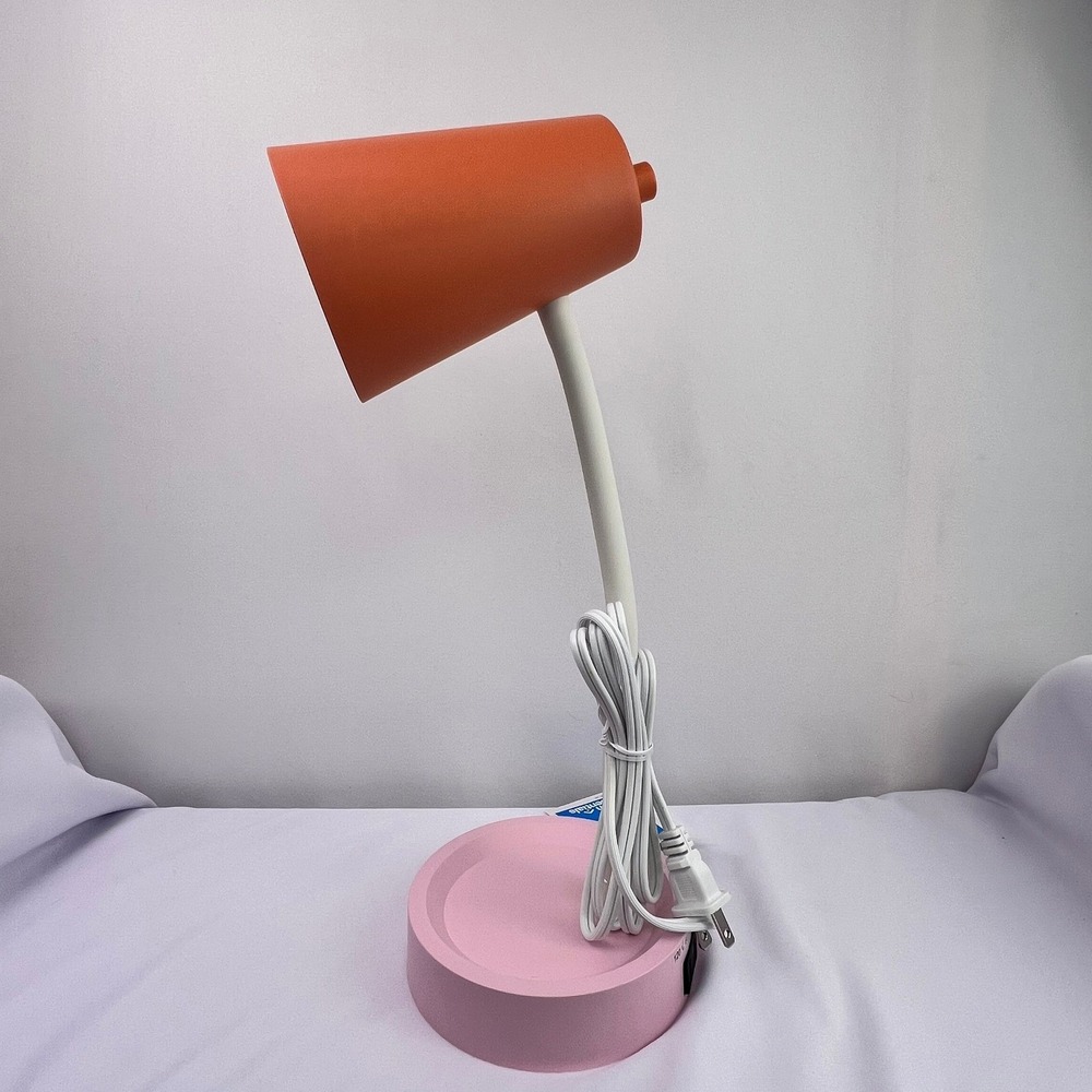 Room Essentials LED Task Lamp with Outlet Orange and Pink Modern Desk Light